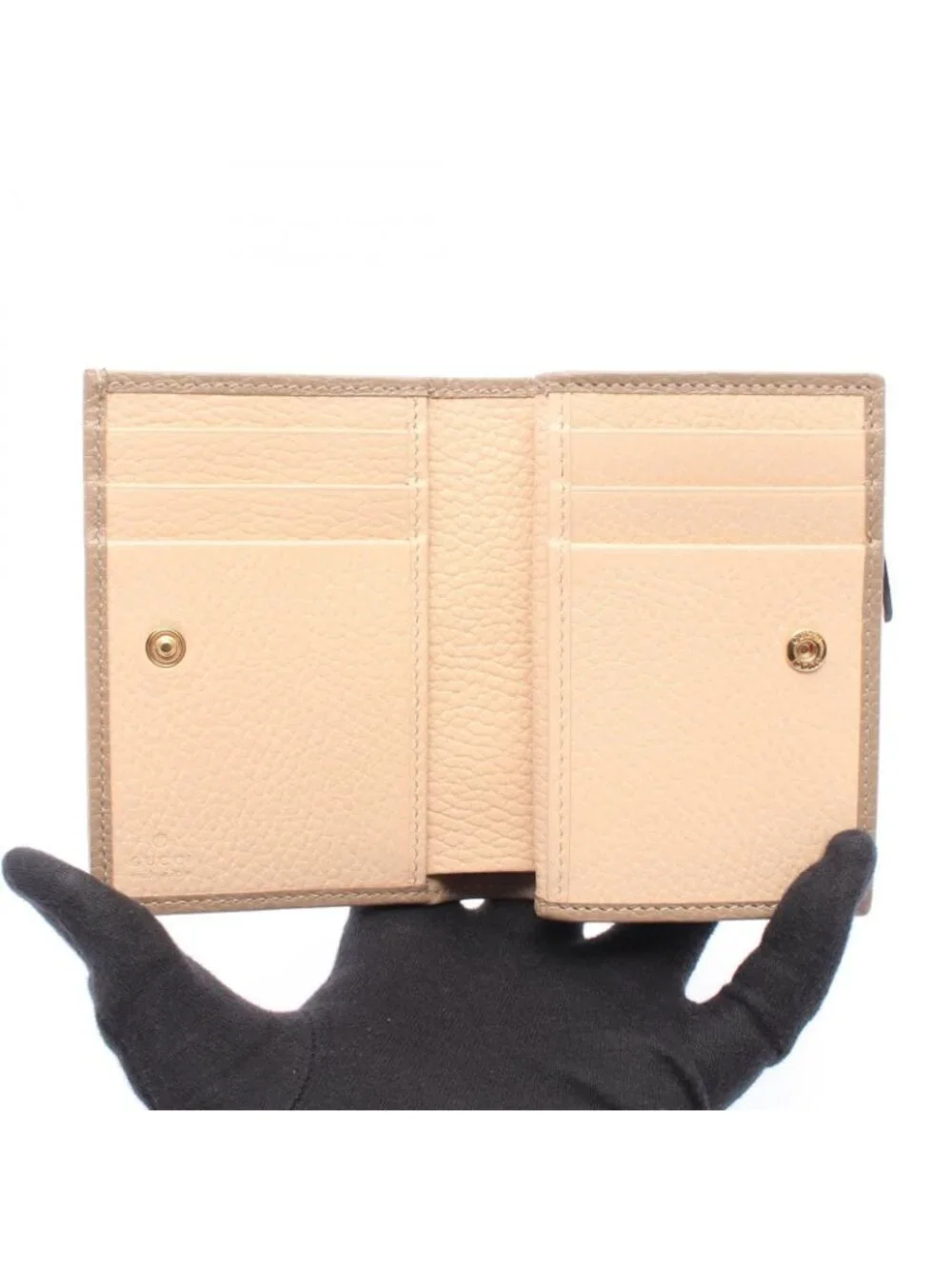 Gucci Bifold Wallet Double G Beige Leather